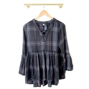 🍁 Blue Rain Navy Blue Plaid Flannel Tunic perfect for fall!